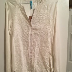 Francesca Long Sleeve Lace Front Blouse